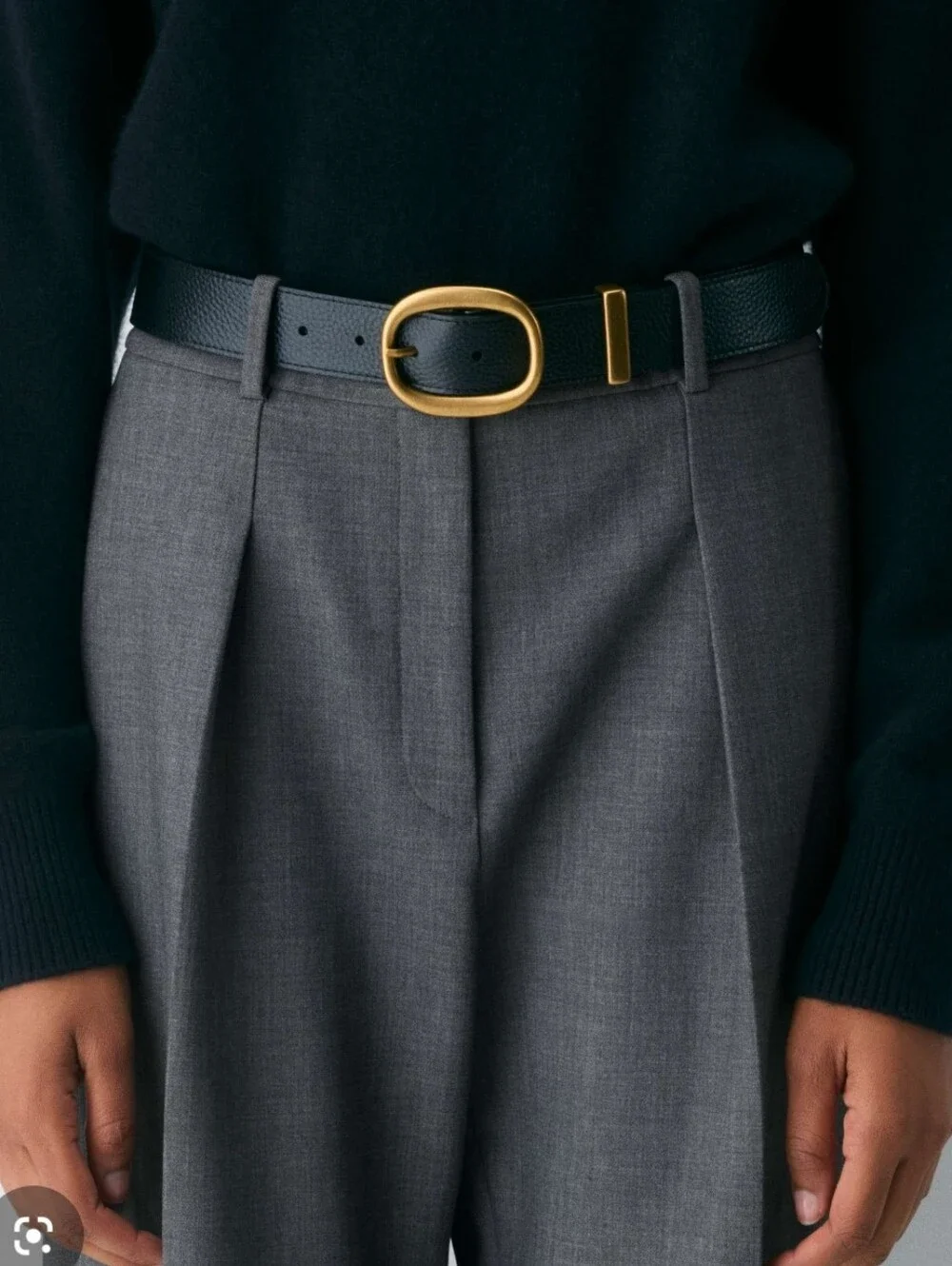 Auxiliary Black Belt with Gold Oval Buckle